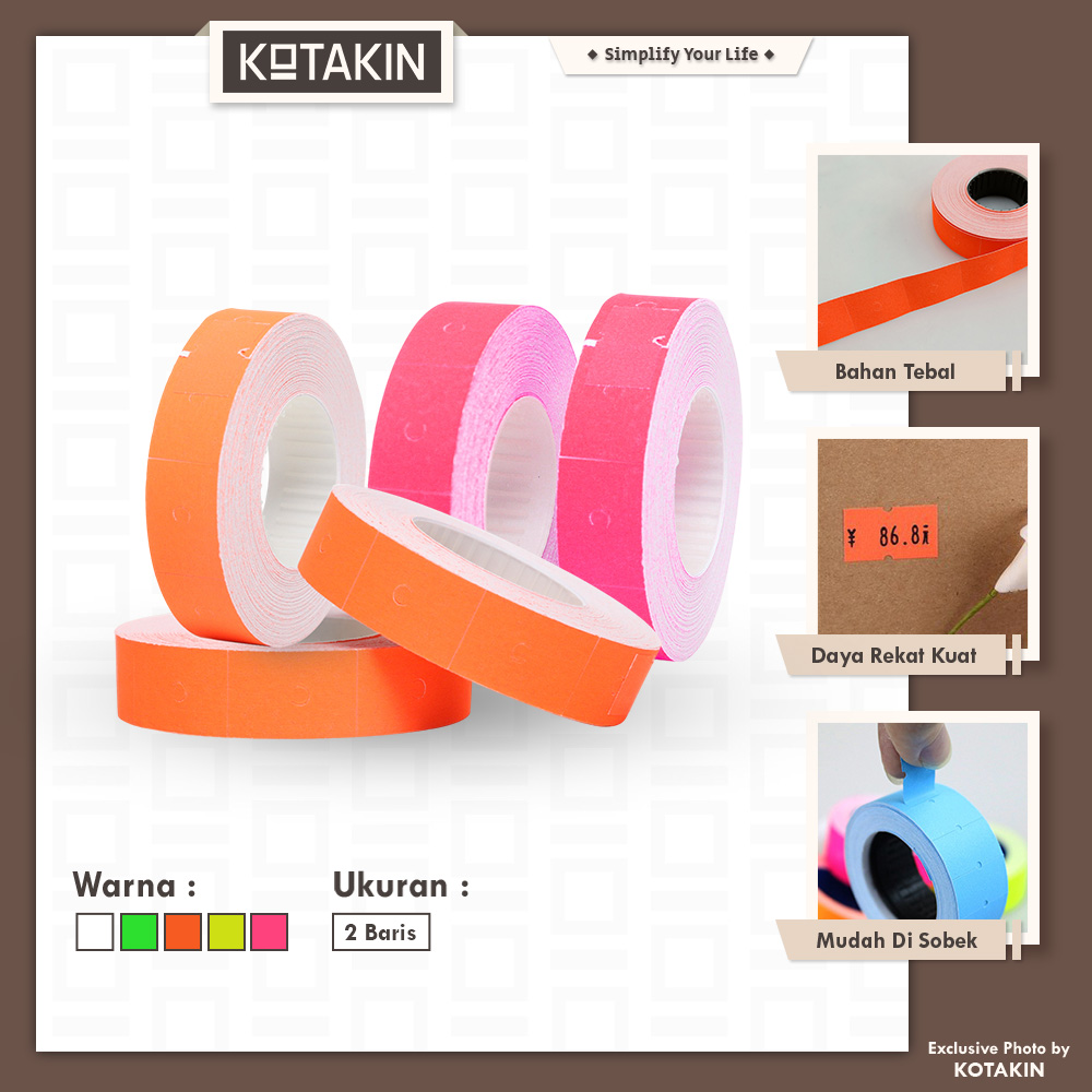 Kertas Label Warna 2 Baris